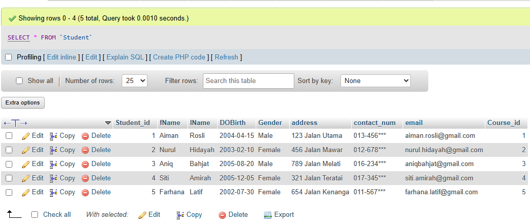 Student Attendance Database System